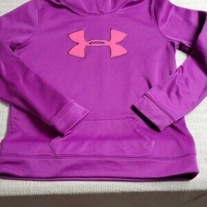 Under Armour‎ Graphic Logo Sz YXL Purple & Pink Hoodie with Pockets
